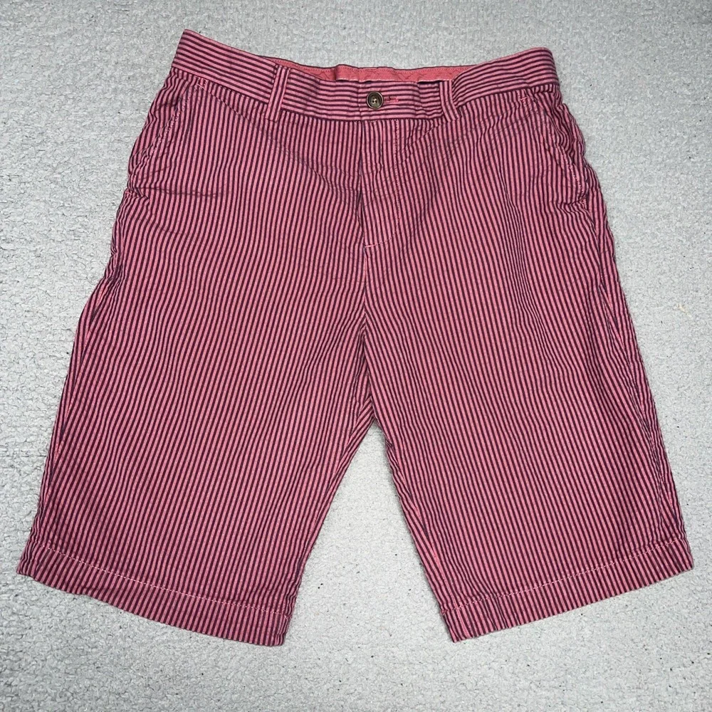 Brooks Brothers Searsucker Shorts Women's Sz 14 (27x9.5) Red Stripe Fleece Chino